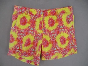Boom Shankar Shorts Womens 16 Yellow Pink Floral Boho Tie Dye Lace Beach Summer - Picture 1 of 16