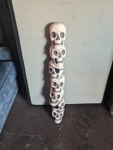 Vintage Seasons Blow Mold Halloween 40" Stacked Skulls Red Lights Animated  - Picture 1 of 8