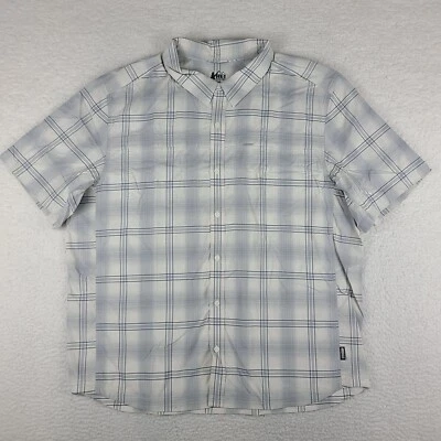 REI Co Op Shirt Mens XL Gray Beige Plaid Vented Casual Sahara Outdoor Button Up - Image 1 of 4