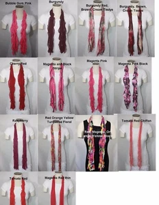 Red and Magenta Solid and Patterned Flutter Scarf Lightweight Women Accessory - Picture 1 of 27