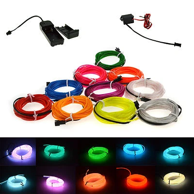 LED Light Glow EL Wire String Strip Rope Tube Car Dance Party + 3/12V Controller - Image 1 of 4