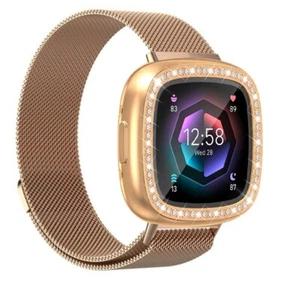 Per Fitbit Versa 4 Fitbit Sense 2 Orologio Diamond Cover Protezione Schermo + Cinturino - Foto 1 di 15