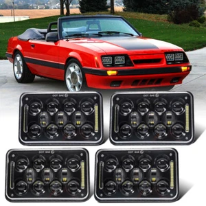 4pcs 4X6" LED Headlights High/Low Lamp DRL For Ford Mustang 1979-1997 H4666 4652 - Picture 1 of 16