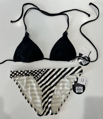 Body Glove Triángulo Bikini Talla XL Negro Marfil Traje de Baño Tiki Slider Foto 1 de 4