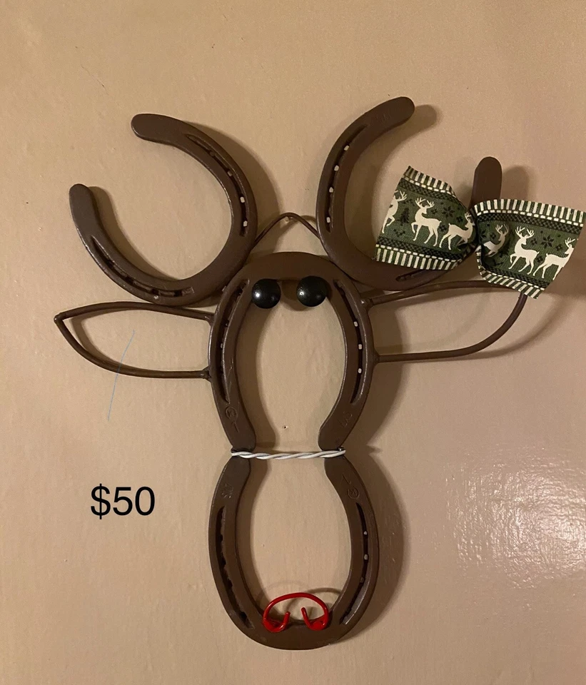 Welded art. Reindeer. Buck. Made From Horse Shoes. Wall Decor. - Image 1 of 1