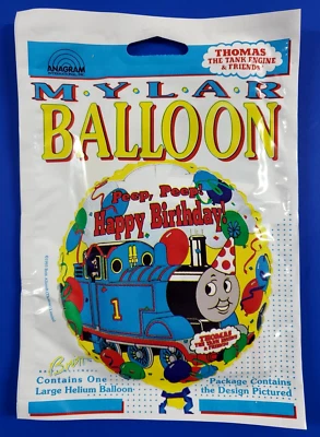 Vintage 1993 Anagram Mylar Helium Round Balloon Happy Birthday Thomas the Train - image 1 of 4
