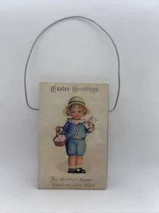 Easter Greetings Wooden Hanging Plaque Festival Wall Door Decorative Sign Hanger - Picture 1 of 6