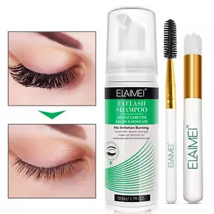 Wimpernverlängerungs-Schaumreiniger-Shampoo 50 ml & Bürsten-Wimpernreinige I5 - Bild 1 von 12