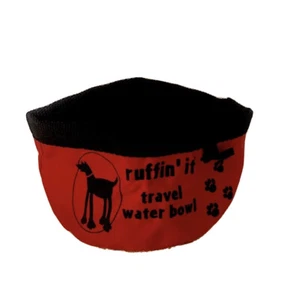 Red & Black Collapisble Ruffin' It Travel Pet Water Bowl - Picture 1 of 6