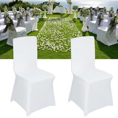 HENGMEI 100x Stuhlhussen Stretch Universal Stuhlüberzug Hochzeit Stuhlbezug Hussen /Weiß