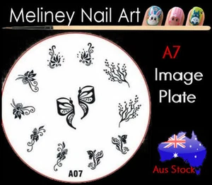 A7 Stamping Nail Art Image Plate Design Round XL Stencil metal - Picture 1 of 1