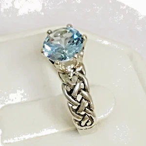 Blue Lab Spinel Size 9.25 Ring 925 Sterling Silver Braid USA Made 1.50ct - Picture 1 of 9