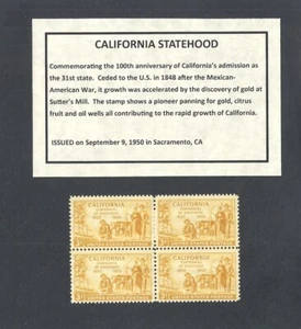 #997 - Estado de California 1950 - Bloque de 4 estampillas como nuevas de EE. UU. - Imagen 1 de 1
