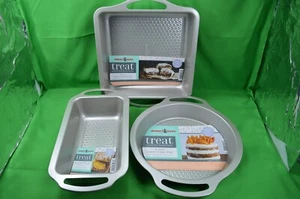 Lot of 3 Nordic Ware Treat Nonsitck Bakeware Loaf Pan,9" Cake,Square,New W/ Tags - Picture 1 of 4