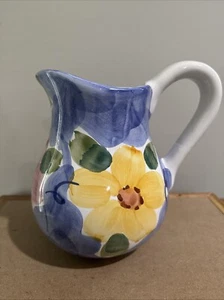 Indigo By Himark, Hand Painted Ceramic Jug Pitcher, Made In Portugal, 64 oz - Picture 1 of 6