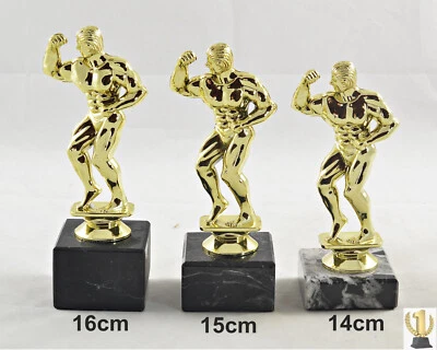 EIGENMARKE Bodybuilding - Kraftsport Trophäe/Pokal 3er set oder einzeln incl. Beschriftung
