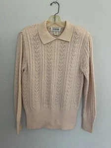 Vintage Nude Peach Collared Sweater Lambswool Angora Loose Knit Women’s Size S - Picture 1 of 9