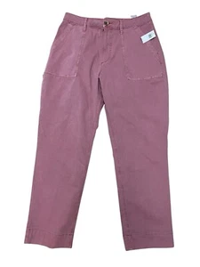 NEW Old Navy Jeans Carpenter Pants Red Women's Size 10 Buckle Back Straight Leg - Picture 1 of 9