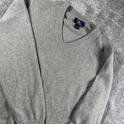 Lands End Sweater Mens LT Gray Cashnere Crew Neck Long Sleeve 42-44 - Image 1 of 4