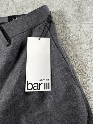 ¡¡NUEVO CON ETIQUETAS!! Pantalones de vestir para hombre Bar 3 gris ajustados 34x32 preppy oficina informal negocios Foto 1 de 4