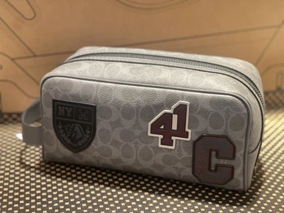 Kit de viaje grande Coach para hombre nuevo con etiquetas en lona exclusiva con parches CCF36 gris Foto 1 de 4