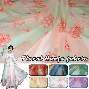 Floral Hanfu Chiffon Fabric Chinese Hanfu Sewing Costume Dance Dress DIY - Picture 1 of 19