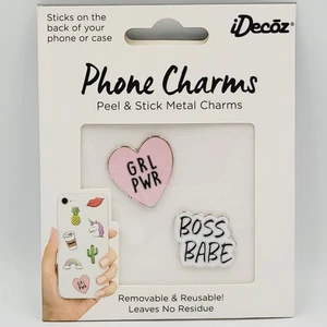 Breloques en métal pour téléphone iDecoz GRL PWR & BOSS BABE peel and stick neuves - Photo 1 sur 7