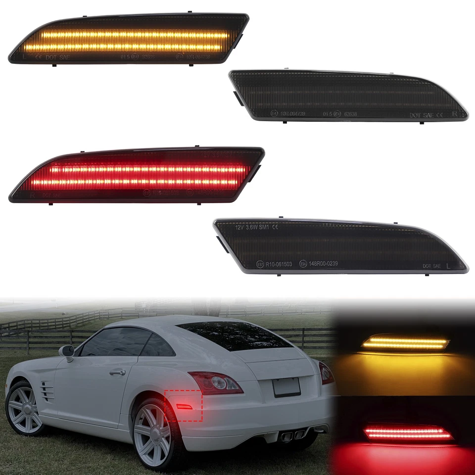 For 2004-2008 Chrysler Crossfire Front Rear Bumper Fender LED Side Marker Light - Изображение 1 из 4