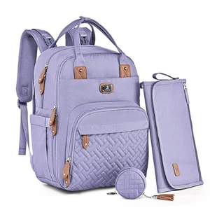 Dikaslon Zaino Borsa per Pannolini con Fasciatoio Portatile, Ciuccio Taro Viola - Foto 1 di 7