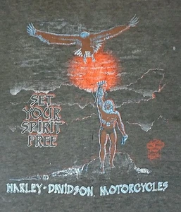 Gr. L Vintage 1980’s Harley Davidson T Shirt Set Your Spirit Free Made in USA - Bild 1 von 24
