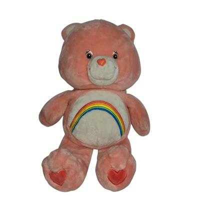 Care Bears Cheer Bear Rosa Peluche Vientre Arco Iris 24 pulgadas 2002 Suave Y2K De Colección Jumbo Foto 1 de 4