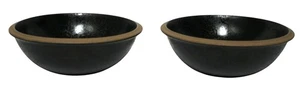 Juego de 2 cuencos de sopa Dansk Santiago cupé negro 6,75" borde tostado descontinuado - Imagen 1 de 5