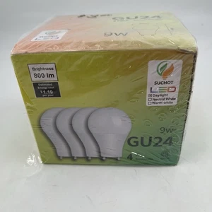4 Non-Dimmable Twist & Lock GU24 LED Light Bulb 9W(60W) 800 lm Daylight Light - Picture 1 of 6