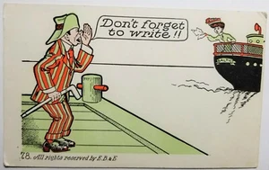 Vintage Comic Postcard EB&E1930s 1940s Don't Forget To Write 78 Humor E1B - Picture 1 of 2