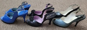 Vintage 3 Pairs Joseph Larose Women Slingback Sandals Shoes Heels Size 5.5 M / B - Foto 1 di 22