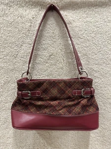 Tommy Hillfiger Schultertasche Handtasche weinrot Cordoroy kariert Taschen Reißverschlusstasche - Bild 1 von 16