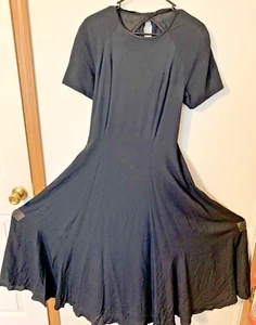 Rimini Maxi Dress Sz 12 Black Fit & Flare Bow Low Back Lined Lagenlook - Bild 1 von 6