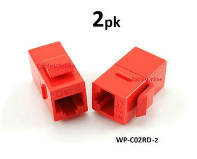 2-PACK CAT6 Female/Female RJ45 Ethernet Red Keystone Jack Coupler, WP-C02RD - Image 1 of 2