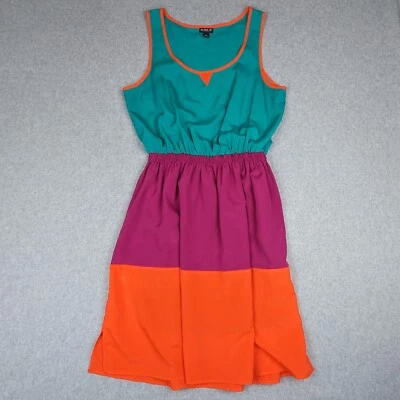 Allen B Allen Schwartz Dress Shirred Elastic Waist Color Block Rainbow Size 8  - Image 1 of 4