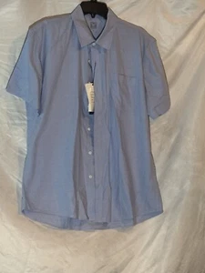 Neu mit Etikett JCFL blaues geknöpftes Herrenhemd Large Kurzarm Kragen Medium - Bild 1 von 7