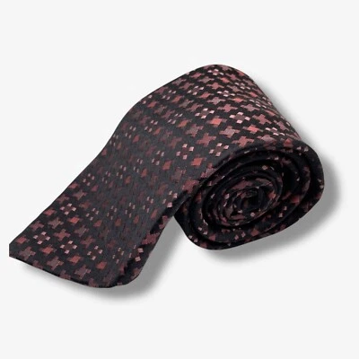 Corbata de seda Ermenegildo Zegna roja negra patrón geométrico carrera empresarial 58" Foto 1 de 4