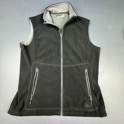 Chaleco polar REI Waffle para mujer grande cremallera completa exterior senderismo negro gris bolsillos Foto 1 de 4