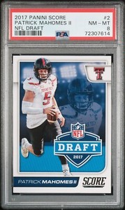 2017 Score NFL Draft Mahomes #2 PSA 8 NM-Mint RC Kansas City Chiefs QB New Case