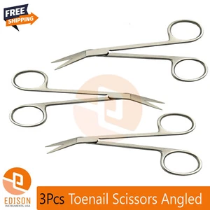 3 piezas tijeras para uñas de los pies punta en ángulo uñas tijeras encarnadas tijeras de manicura tijeras de cutícula - Imagen 1 de 2