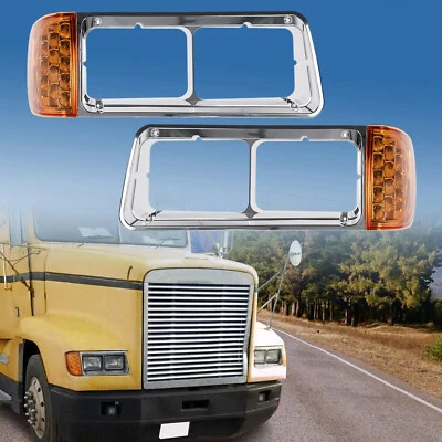 Par de bisel de faros LED para Freightliner FLD120 señal de giro lámpara de luz de esquina Foto 1 de 4