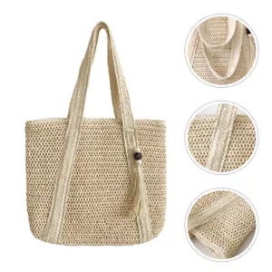 Summer Beach Tote Bag Woven Casual Tote Bag Beach Bag Women Shoulder Bag - Picture 1 of 12