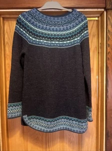 Playful Navy Blue 100% Alpaca Pullover Patterned Peruvian Sweater Novica Large L - Picture 1 of 5