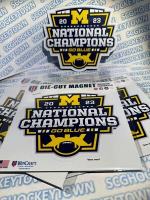 MICHIGAN WOLVERINES 2023 NCAA CAMPEONES NACIONALES 5" IMÁN TROQUELADO INTERIOR EXTERIOR Foto 1 de 4