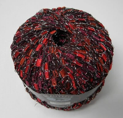 Dark Horse Beautiful Ladder Yarn Metallic Trellis Yarn B119 Red Silver