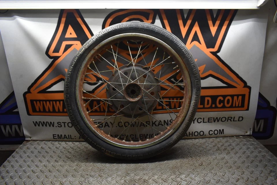 EF2 FRONT WHEEL RIM RUST SPOKES 19 80 TRIUMPH T140 T BONNEVILLE 750 BSA A65 - Image 1 of 4